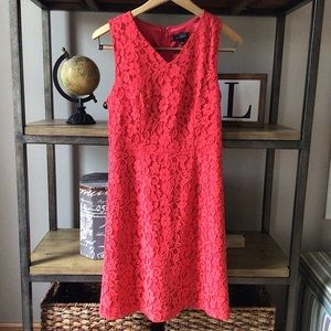 The Limited Red Lace Overlay Sleeveless Dress
